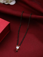 NVR Women's Set of 3 Gold-Polished CZ Stone-Studded & Beaded Mangalsutra | Grocsy