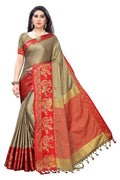 Vamika Banarasi Jacquard Weaving Brown Saree (DHONI CHIKU) | Grocsy