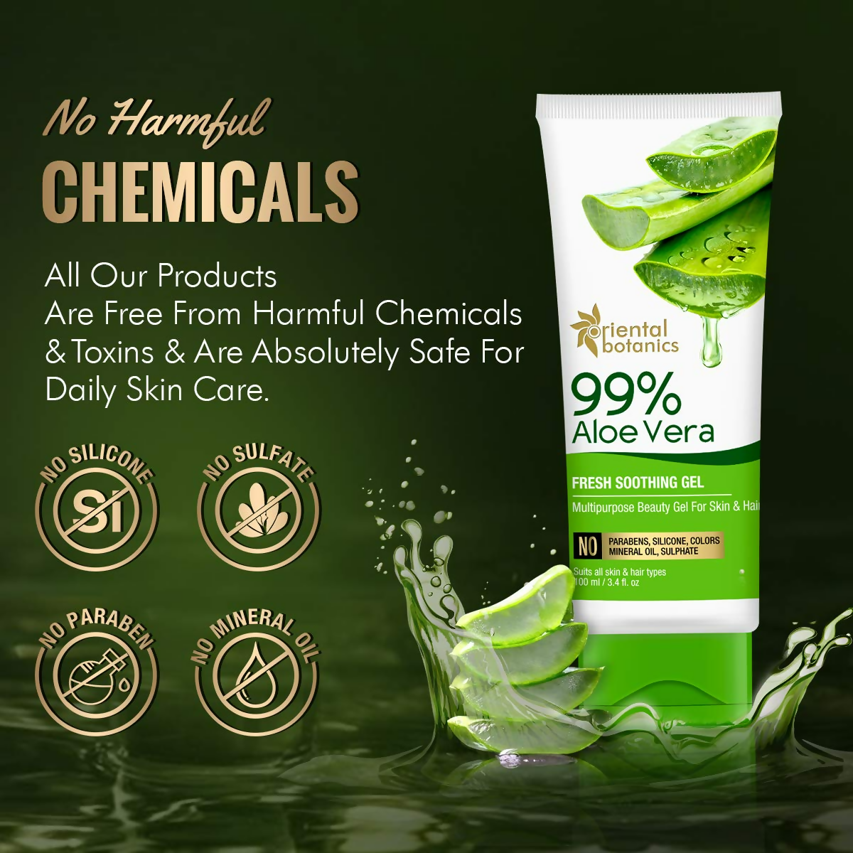 Oriental Botanics 99% Aloe Vera Fresh Soothing Gel For Skin & Hair | Grocsy