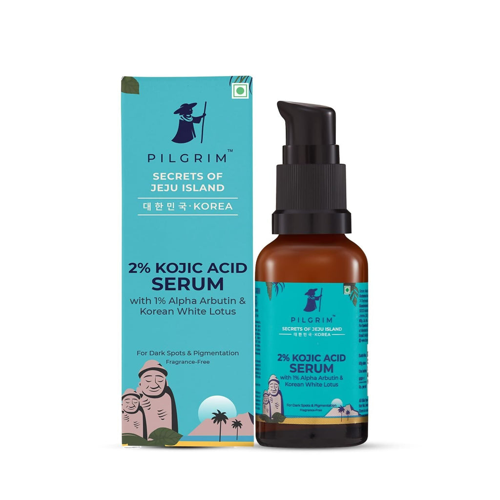 Pilgrim 2% Kojic Acid Serum Arbutin & Korean White Lotus For Acne & Darks spots | Grocsy