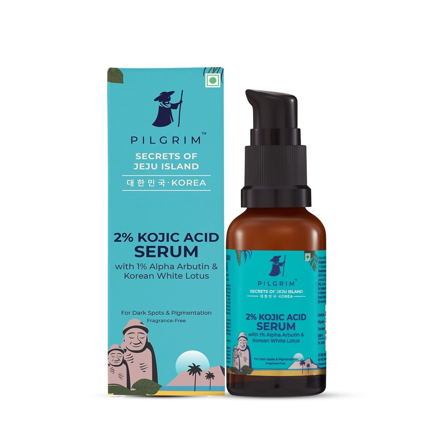 Pilgrim 2% Kojic Acid Serum Arbutin & Korean White Lotus For Acne & Darks spots | Grocsy