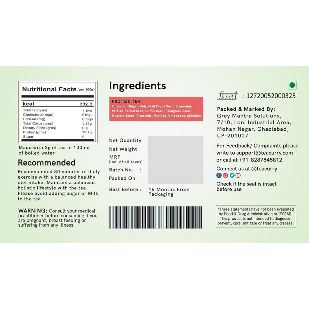 Teacurry Protein Tea Bags | Grocsy