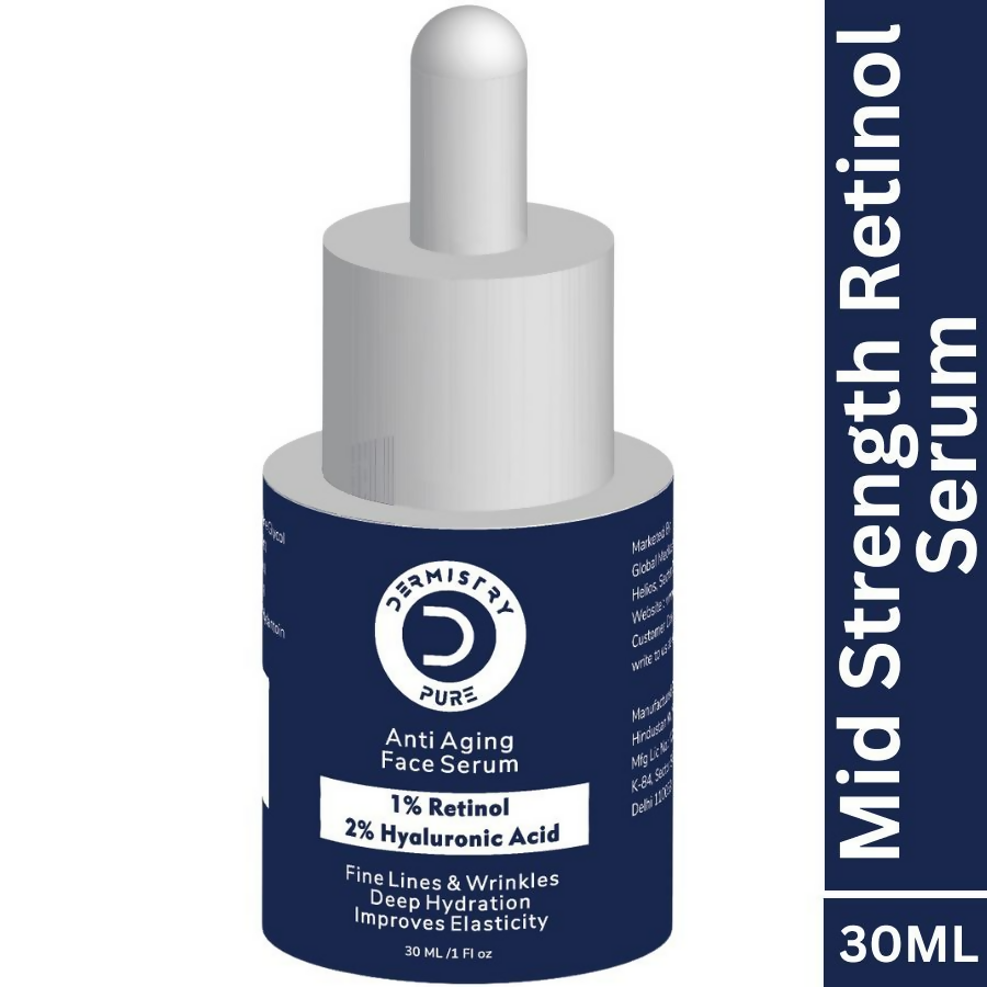 Dermistry 1% Retinol Hyaluronic Anti Aging Night Moisturizer Face Serum For Ageing Lines & Wrinkles | Grocsy