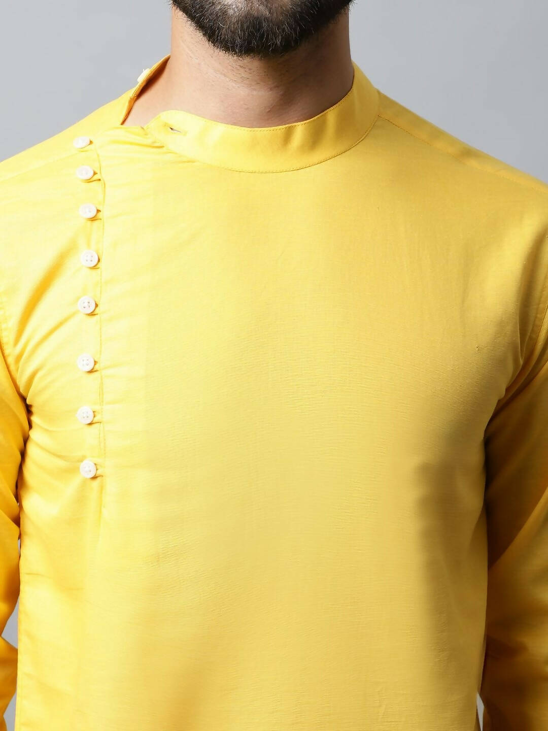Even Apparels Yellow Color Pure Cotton Men's Kurta With Side Placket (MMS759) | Grocsy