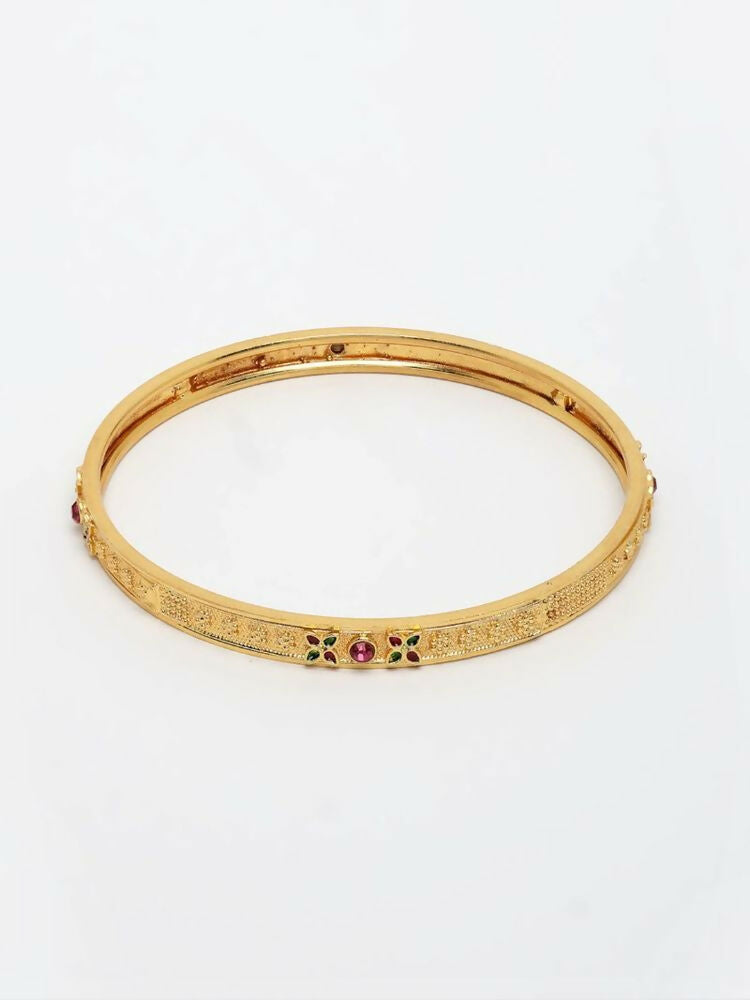 NVR Women Set of 4 Gold Plated Artificial Stone Bangle | Grocsy