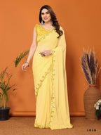 Partywear Designer Yellow Georgette Fancy Saree - Starwalk | Grocsy