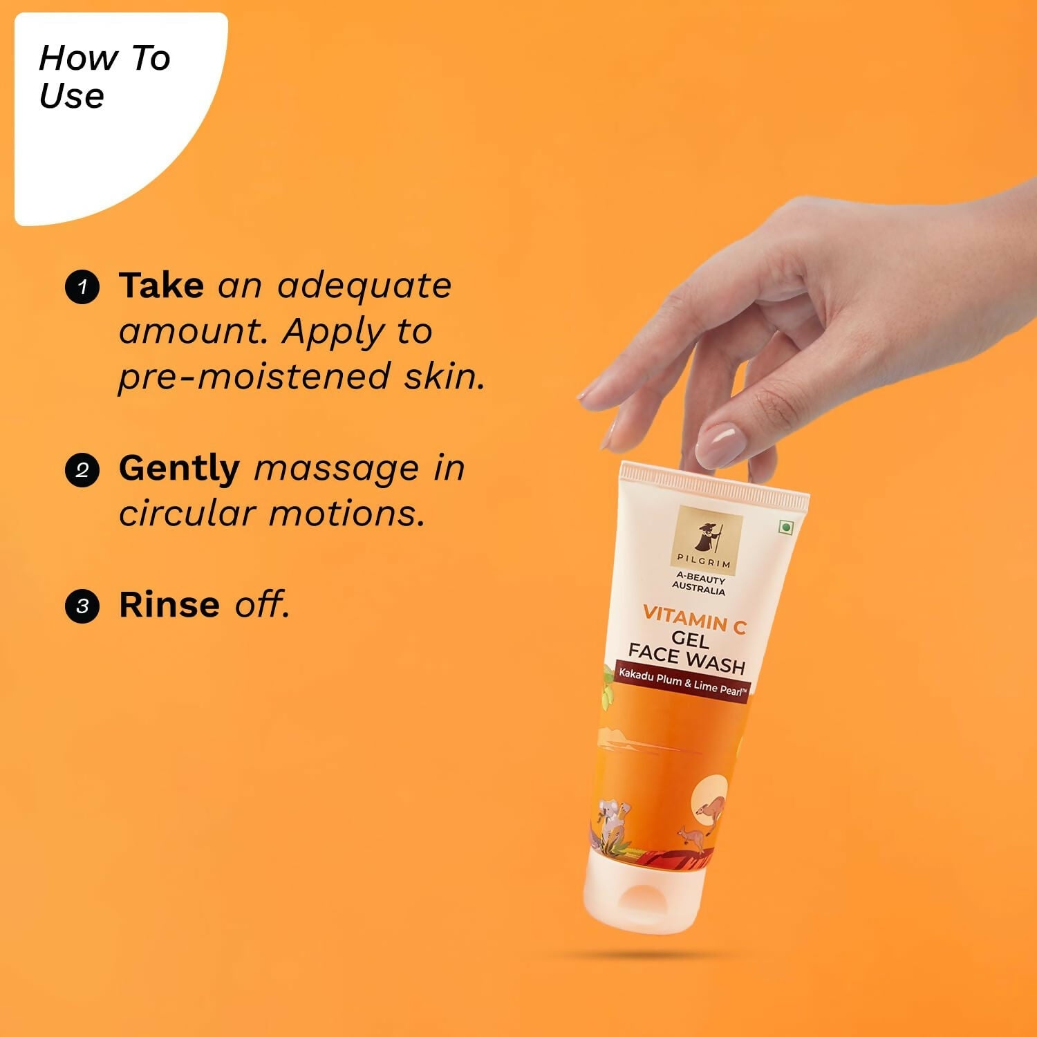 Pilgrim Australian Vitamin C Gel Face Wash For Glowing Skin With Kakadu Plum & Lime Pearl | Grocsy