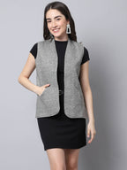 Even Apparels Grey Pure Wool Open Front Women's Waistcoat | Grocsy