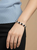 NVR Black & White Beaded Bracelet for Men & Women | Grocsy