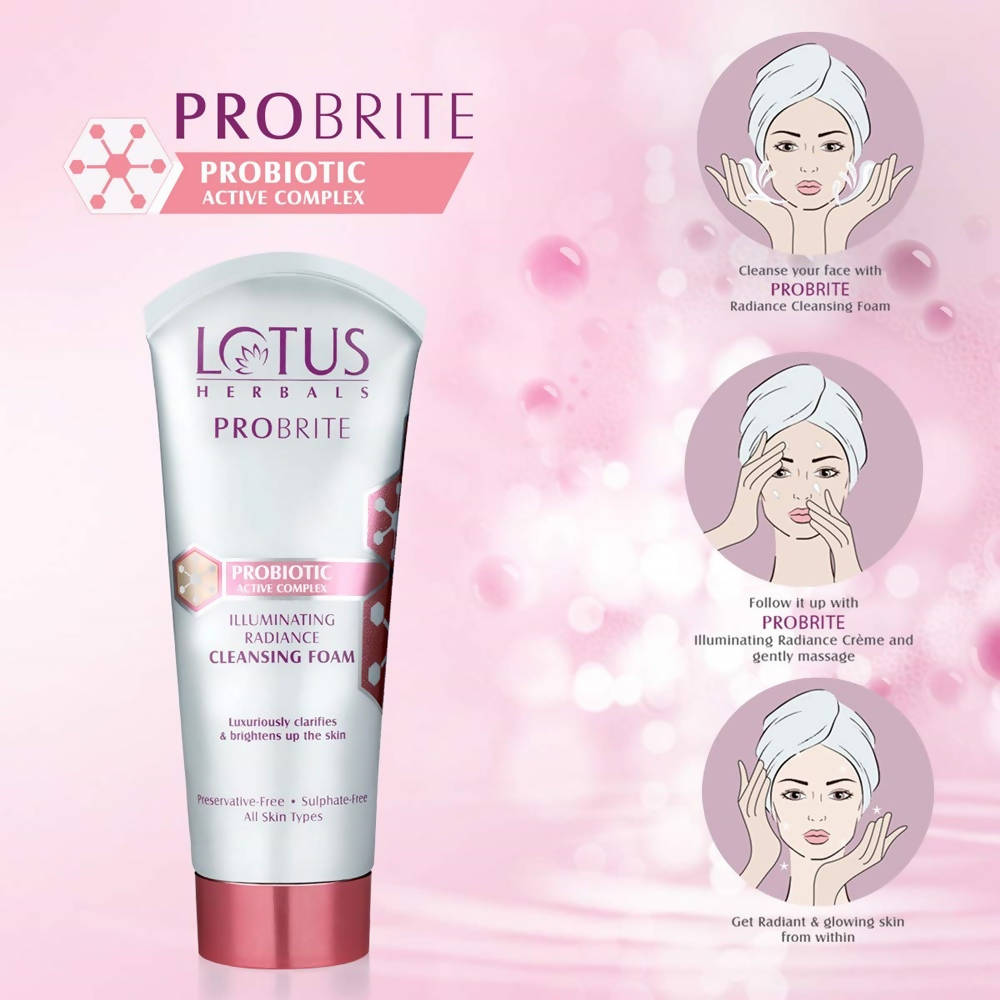 Lotus Herbals Probrite Illuminating Radiance Cleansing Foam | Grocsy