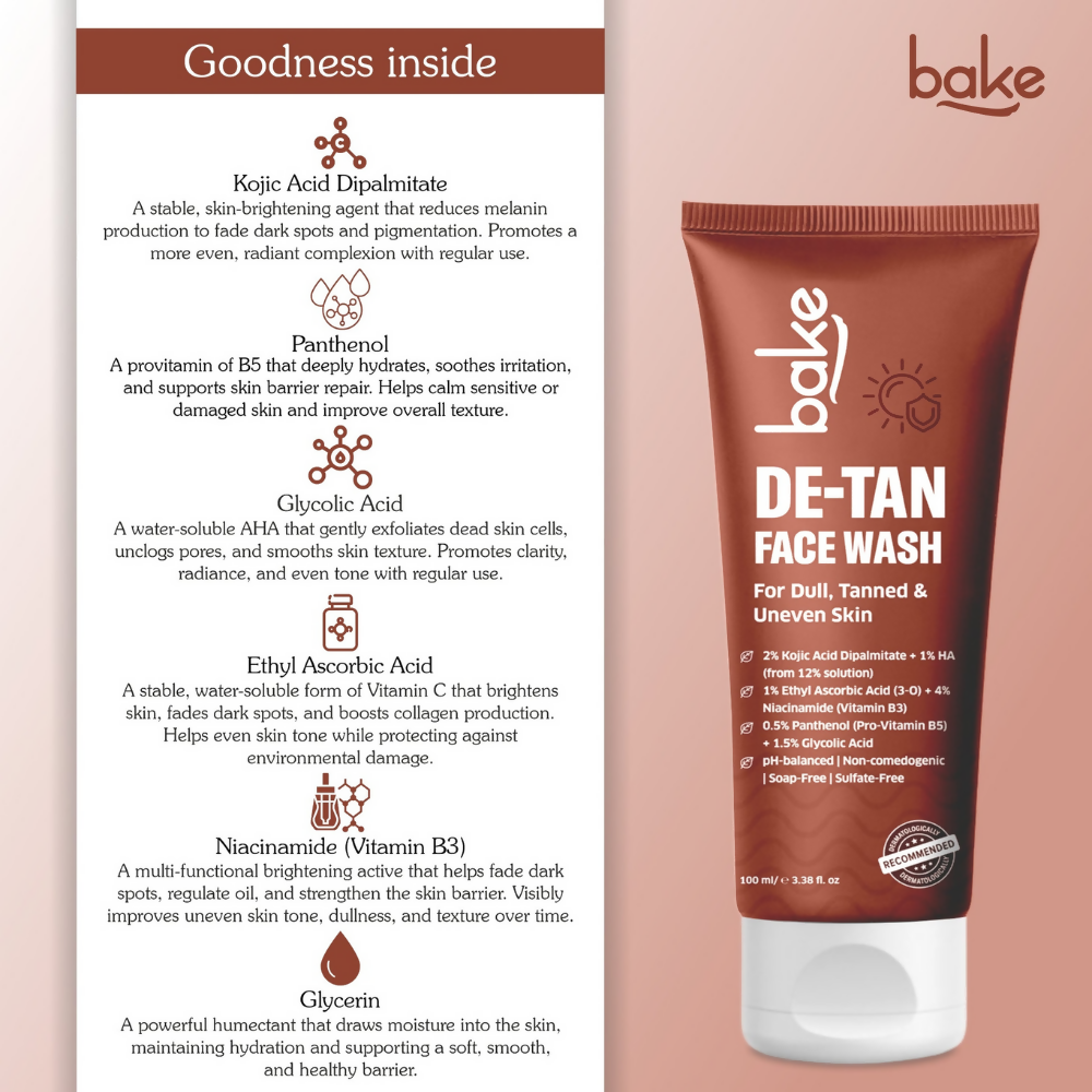 Bake De-Tan Coffee Face Wash with Kojic Acid | Grocsy