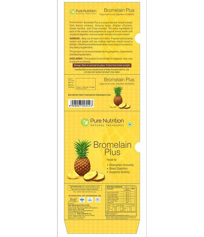 Pure Nutrition Bromelain Plus Sachets | Grocsy