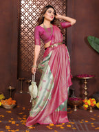 Aastha Fashion Sea Green Tissue Silk Weaving Saree | Grocsy