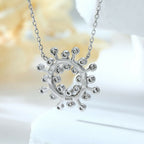 Cauer Moissanite Round Pendant Necklace in 925 Sterling Silver, White Gold Plated | Grocsy