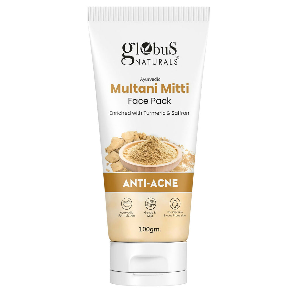 Globus Naturals Anti Acne Multani Mitti Face Pack, For Oily & Acne Prone Skin | Grocsy