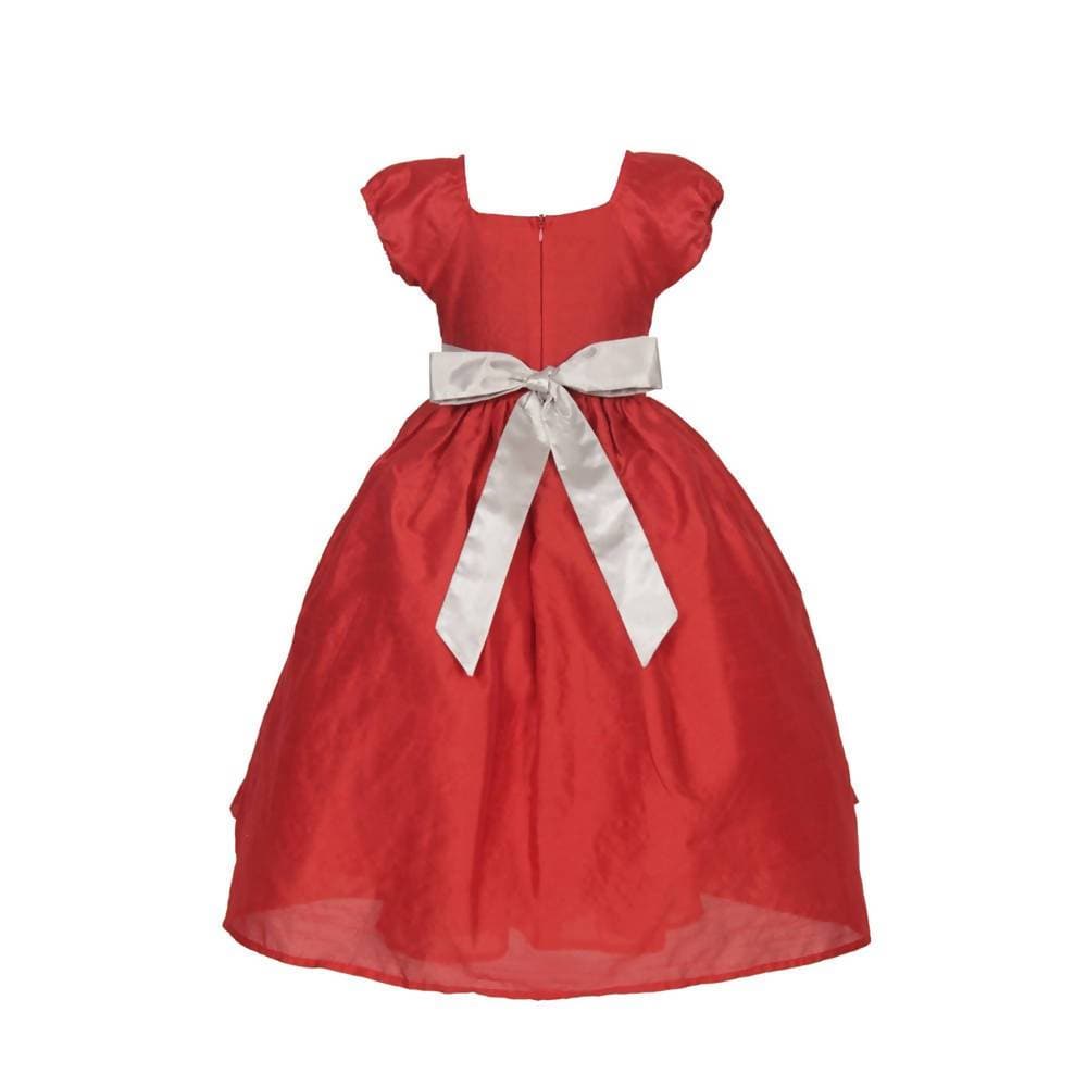 Asmaani Baby Girl's Red Color Satin Designer Full Length Dress (AS-DRESS-22014) | Grocsy