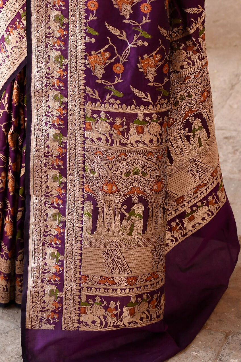 Joban Fashion Pure Katan Pure Handloom Banarasi Silk Saree | Grocsy