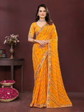Ai Fashion Yellow Georgette Digital Print Party Wear Saree | Grocsy
