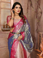 Anaita Light Lavender Tissue Silk With Zari Weaving Saree With Blouse | Grocsy