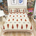 Queen Size 90x108 Inches Jaipuri Sanganeri Print Flat Bed Sheet Bedspread with 2 Pillowcases | Grocsy