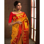 DEIANA'S Beautiful Designer Golden zari Soft Lichi Silk Saree - Yellow | Grocsy