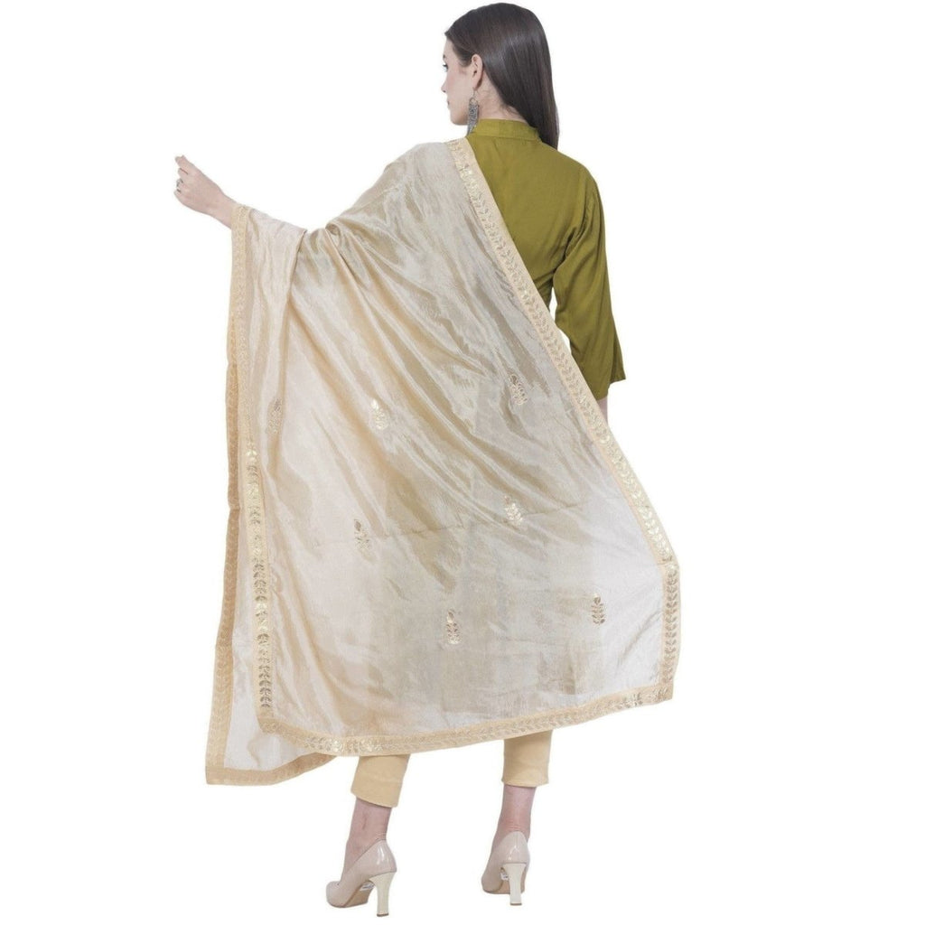 A R Silk Women's Gota Patti Silk Golden Dupattas and Chunnis | Grocsy
