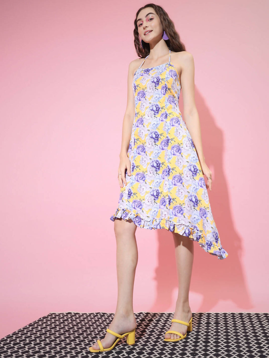 Myshka Women's Multi Floral Printed Fit and Flare Dress | Grocsy