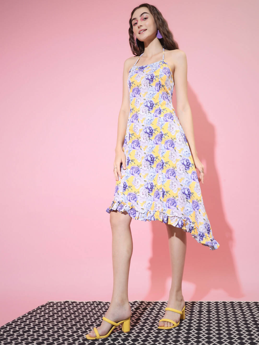 Myshka Women's Multi Floral Printed Fit and Flare Dress | Grocsy