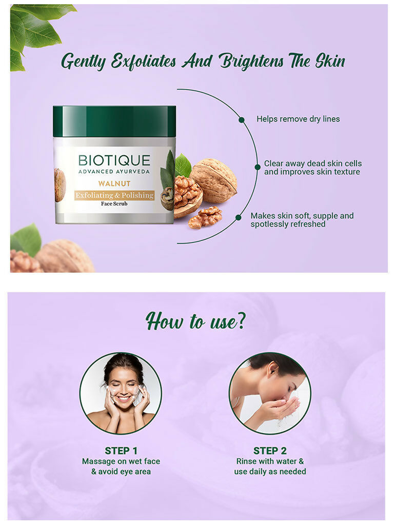 Biotique Bio Walnut Exfoliating & Polishing Scrub | Grocsy