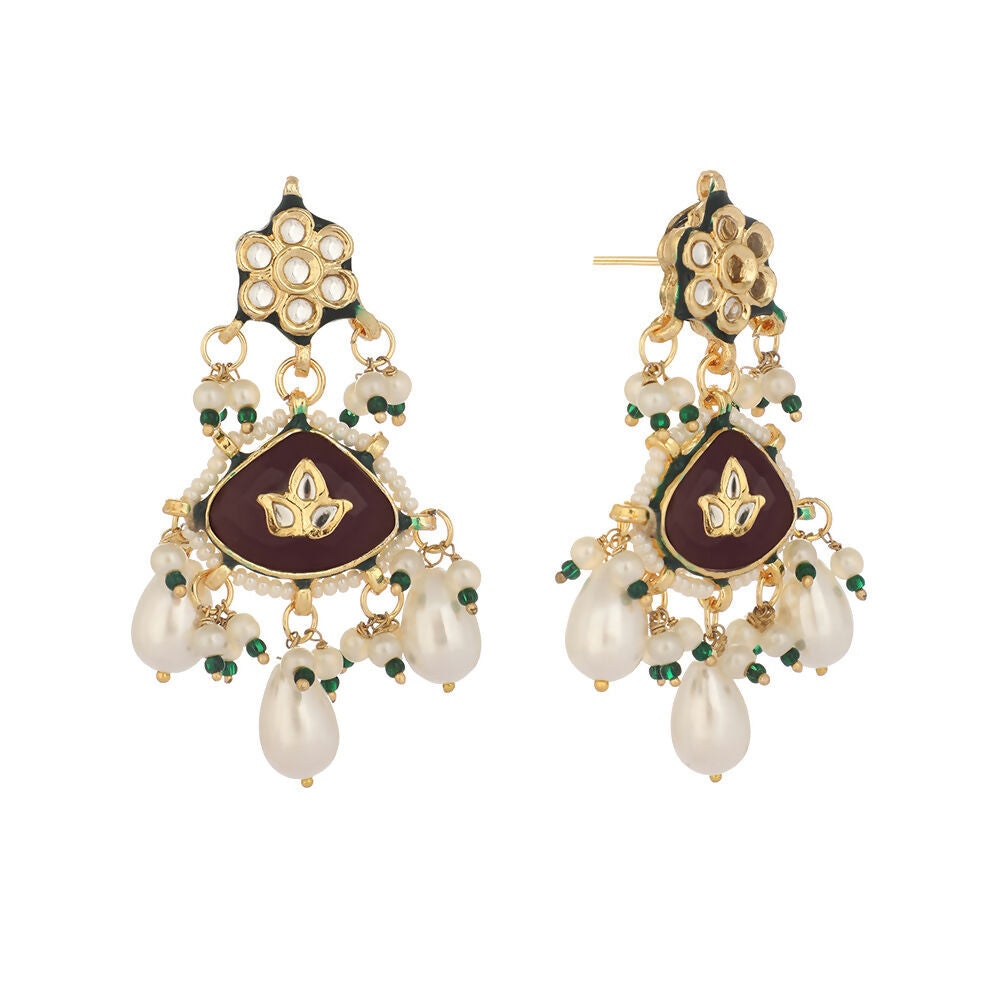 Nuyug 22K Gold Plated Ruby Grace Earrings | Grocsy