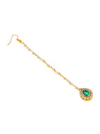 Ruby Raang Green Tear Drop Green Kundan Maang Tikka | Grocsy