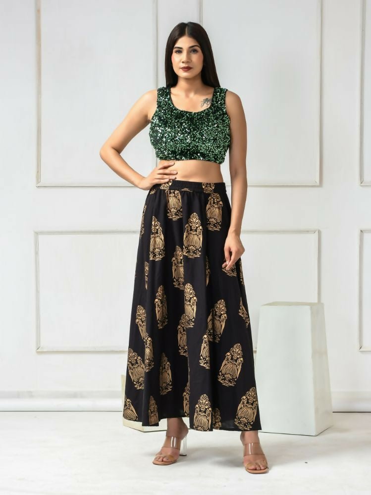 Amodini Designer Studio Women's Velvet Green Sleeveless Blouse | Grocsy