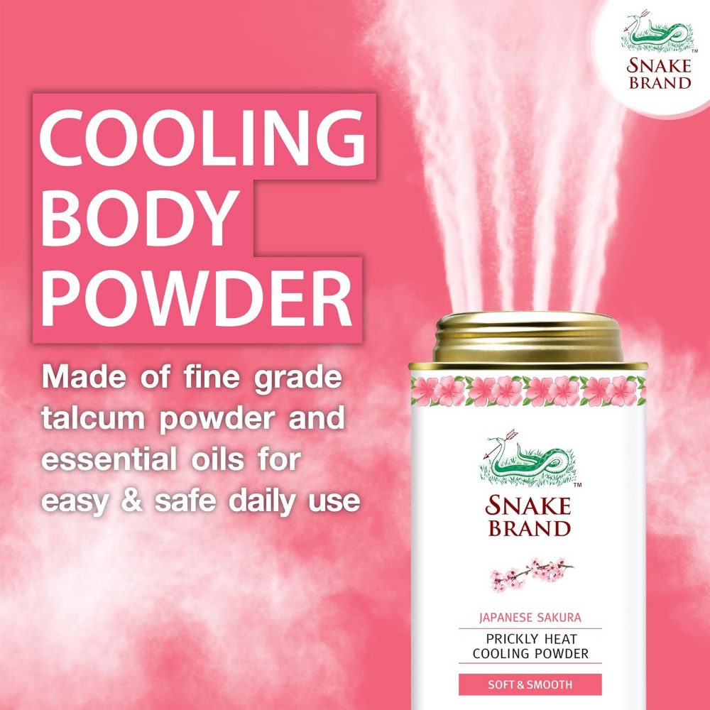 Snake Brand Japanese Sakura Prickly Heat Cooling Talcum Powder | Grocsy