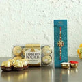 Meenakari Rakhi and 16 Pcs Ferrero Rocher | Grocsy