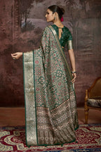 Joban Fashion Green Multi Color Dola Tussar Silk Self Jacquard Border Saree | Grocsy
