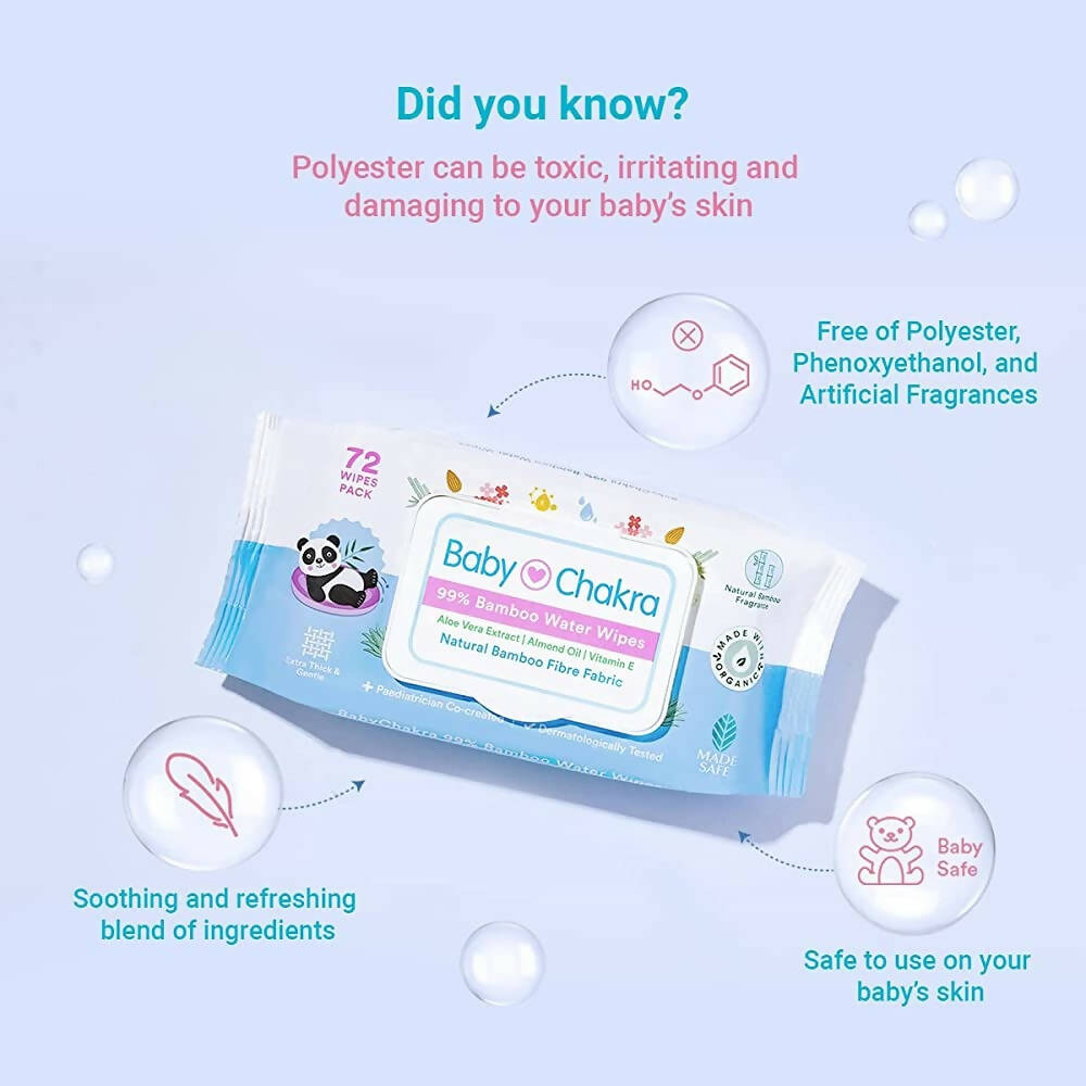 BabyChakra 99% Bamboo Water Soft Wipes | Grocsy