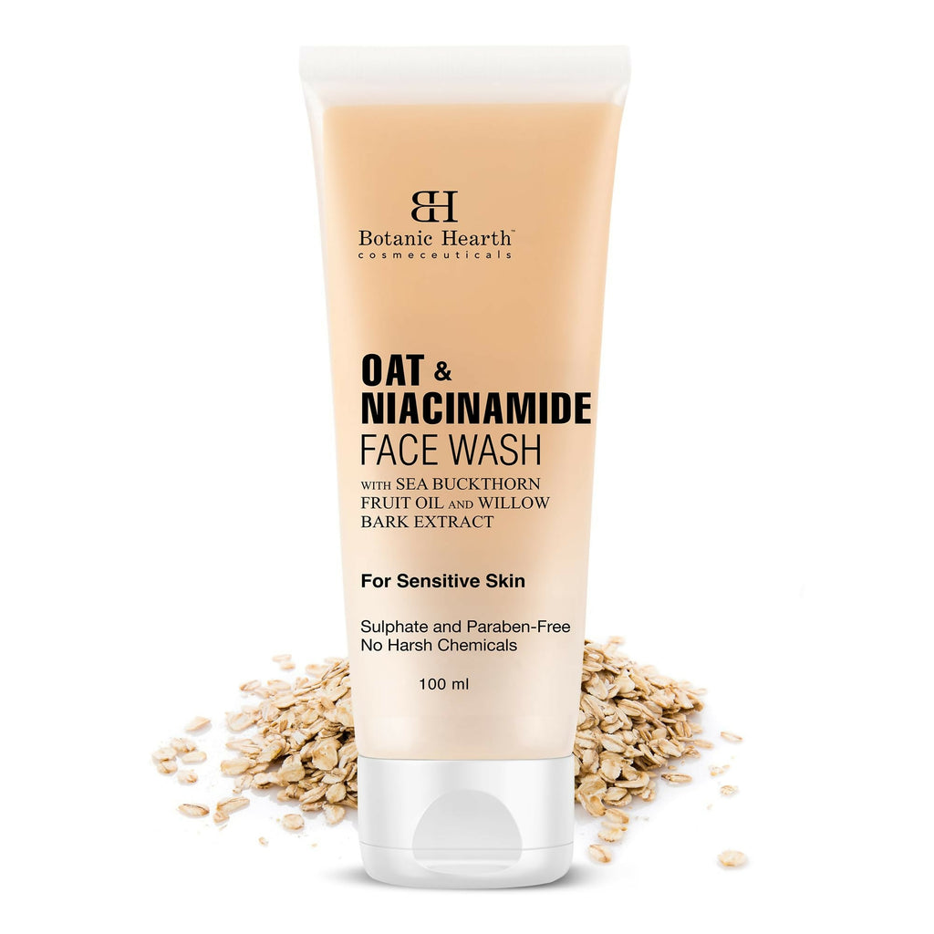 Botanic Hearth Oat & Niacinamide Cleanser Face Wash Enriched with Seabuckthorn Fruit Oil, Willow Bark Extract | Grocsy