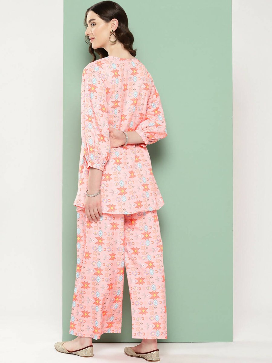 Ahalyaa Women's Traditional Wear Co-ods - Pink | Grocsy