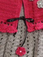 ChutPut Hand knitted Crochet Maharani Wool Dress For Baby Girls - Pink | Grocsy