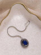 Women's Blue Silver-Toned Kundan Studded Maang Tikka - Ruby Raang | Grocsy