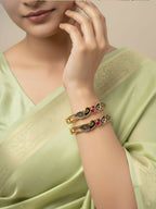 NVR Women Set of 2 Gold Plated Handcrafted Kada Bangle | Grocsy