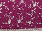 Purple Pure Satin Embroidered Saree With Stitched Blouse - Nimaya Kaksha | Grocsy