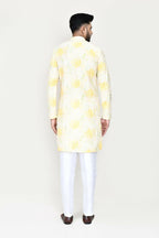 Joban Fashion Yellow Colored Rayon Based With Digital Print Fabric Kurta With Straight Fit Pant | Grocsy
