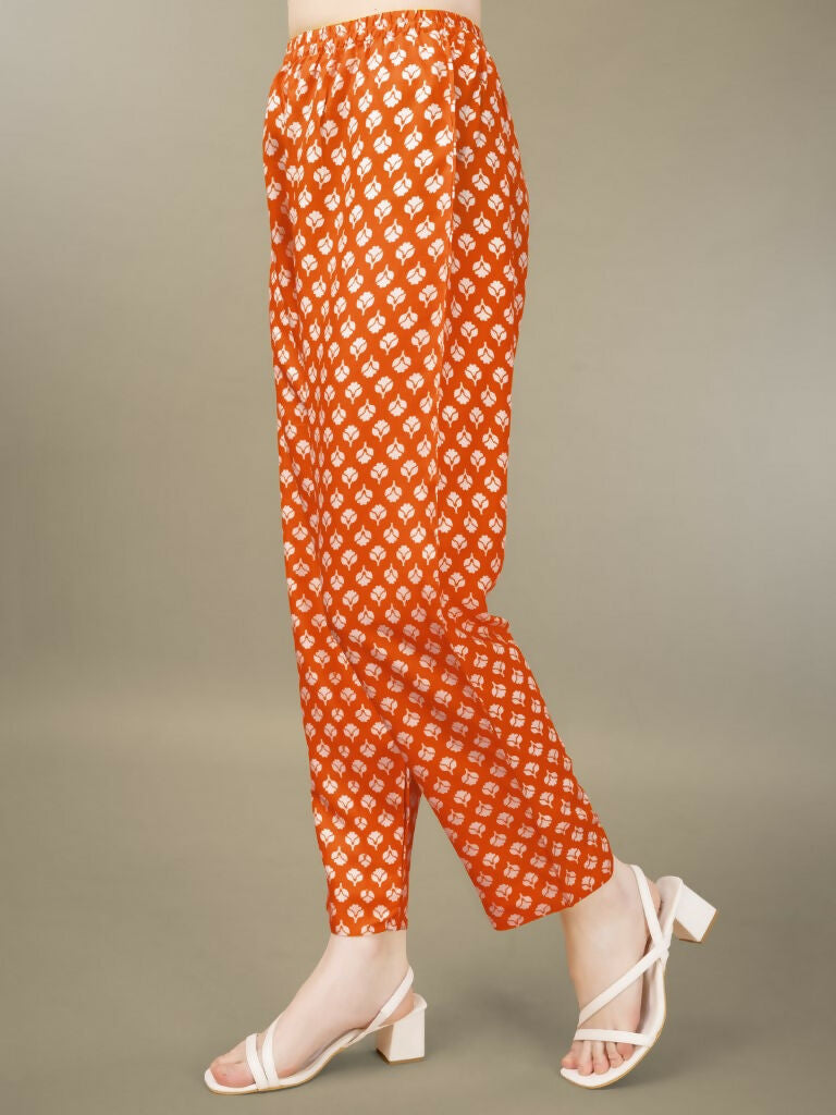 Jyoti Fashion Women's Orange Rayon Embroidery & Sequence work Kurta with Trouser & Dupatta | Grocsy