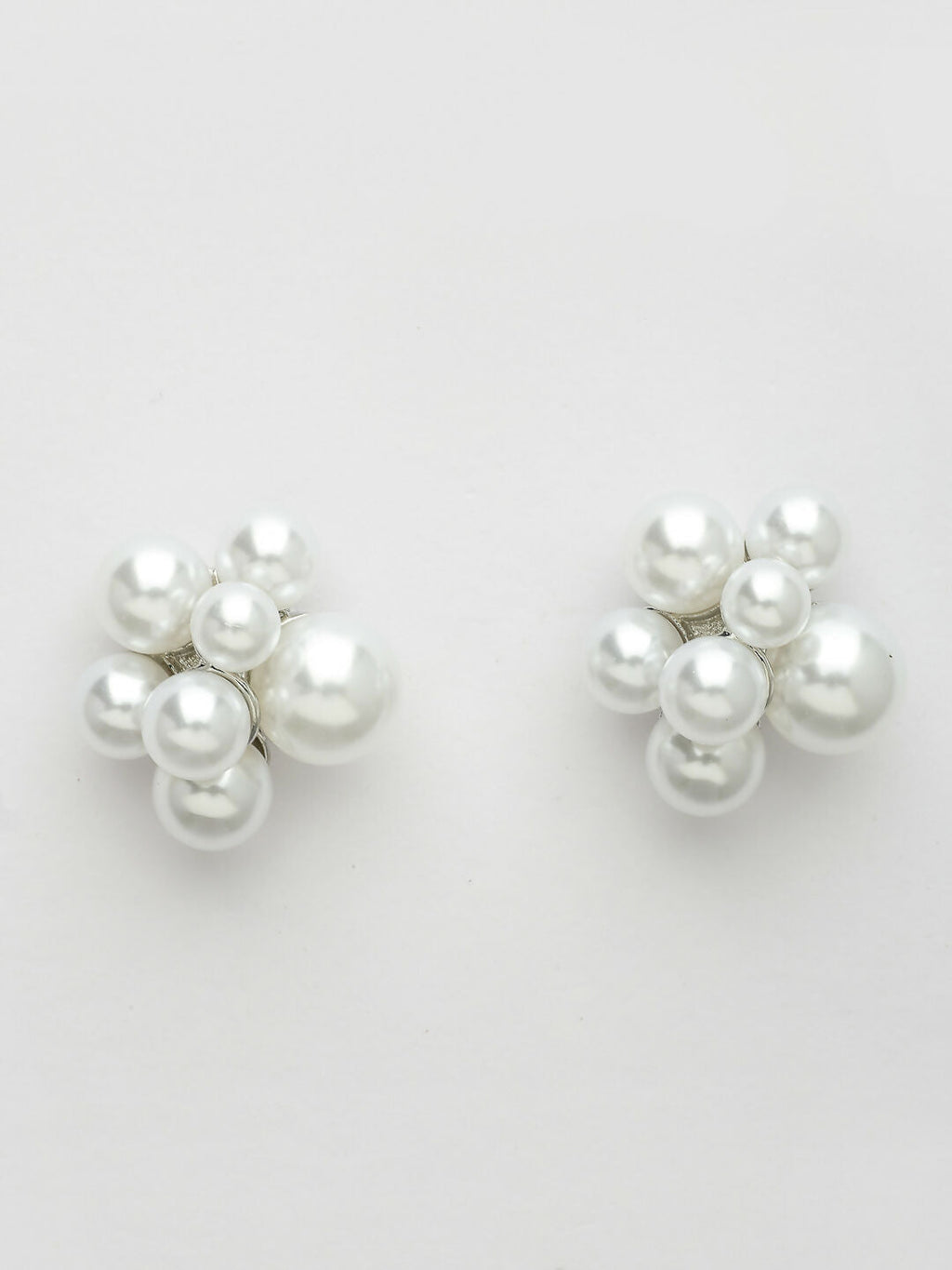 NVR Women's White Pearl Silver-Plated Circular Studs Earring | Grocsy