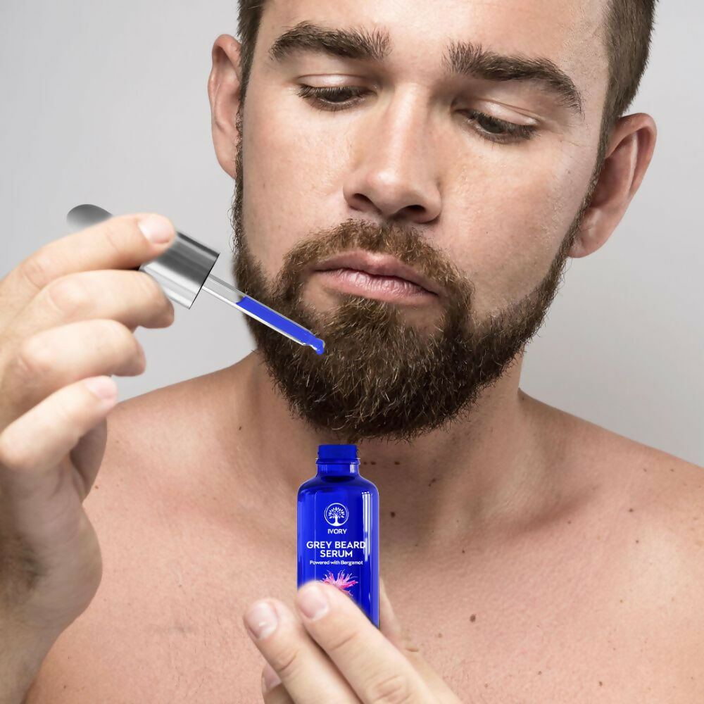 Ivory Natural Grey Beard Combo (Serum, Cream, Wash & Gel) Restore Your Silver Beard To Natural Color | Grocsy