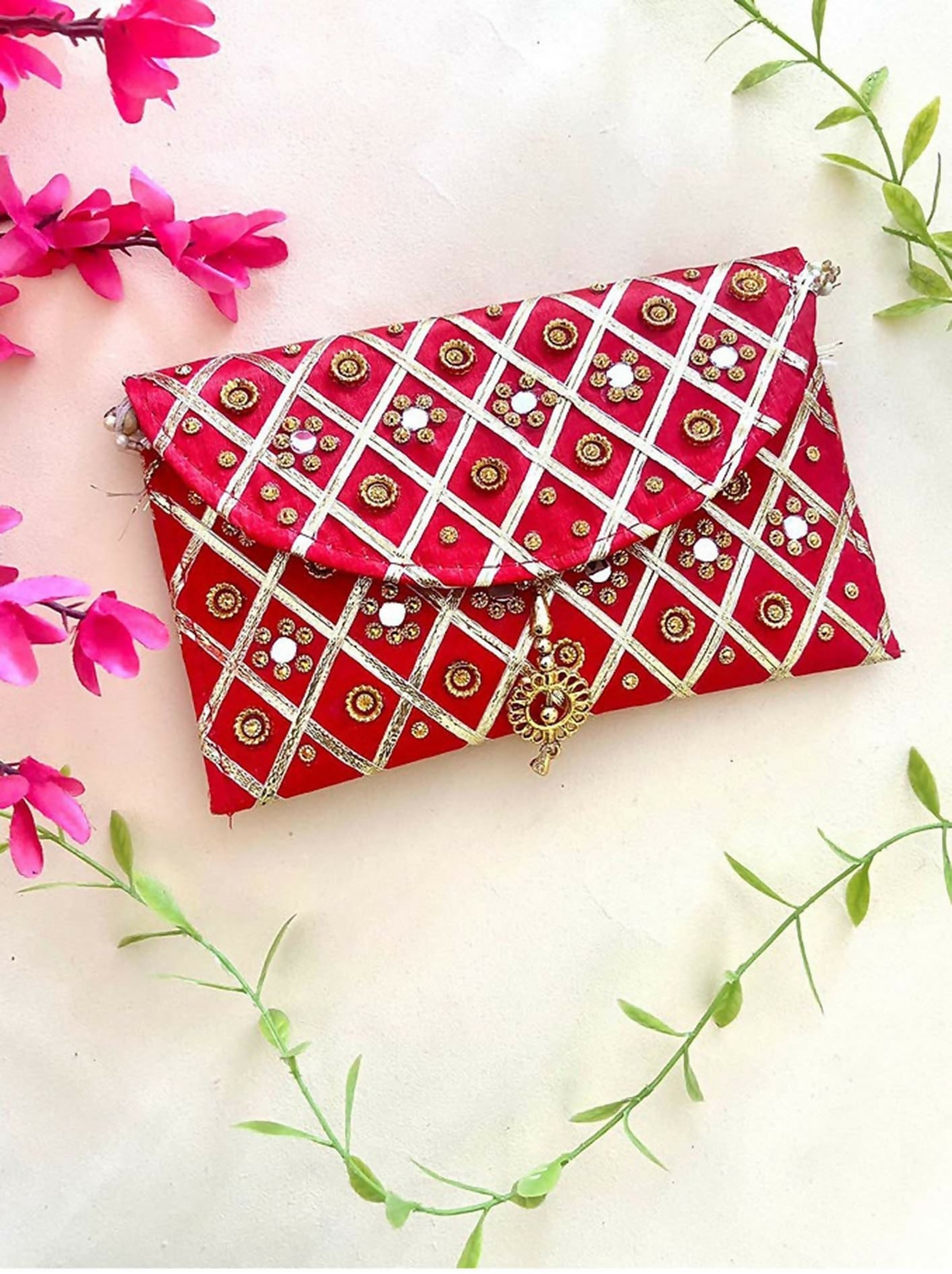 Joban Fashion Clutch Bag With Magnetic Lock - Red | Grocsy