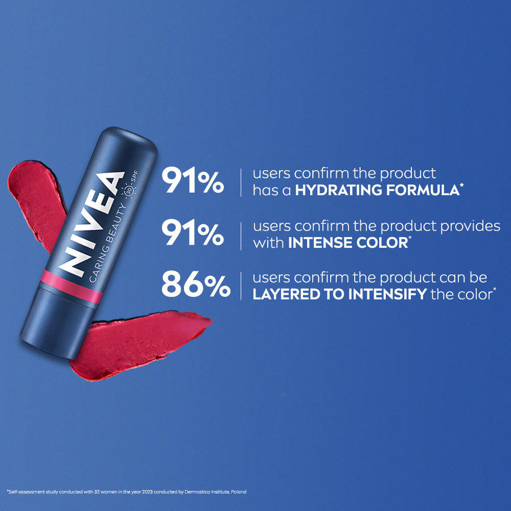 Nivea Lip Caring Beauty Red Lip Balm With SPF 30 - Pink | Grocsy