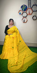 Exclusive Collection Handloom Dhakai Jamdani Saree - Pure Yellow | Grocsy
