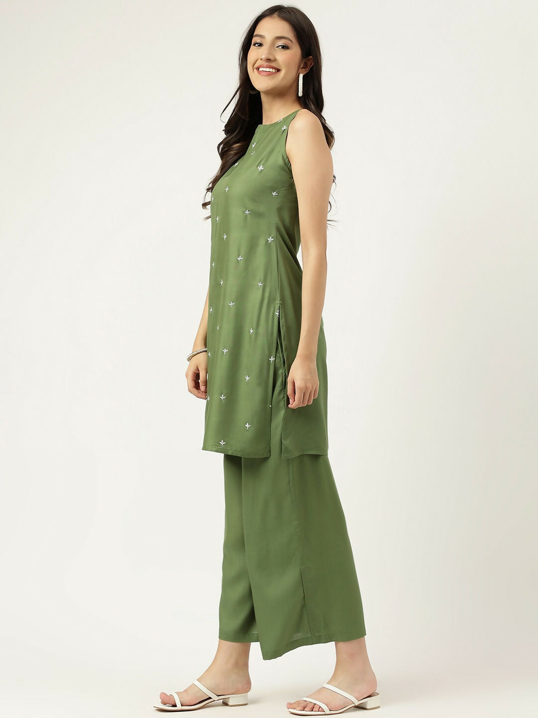 Joban Fashion Green Rayon and Embroidered Work Straight Kurta Bottom Set | Grocsy